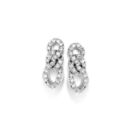 White gold “gourmette” earrings with diamonds Verdi Gioielli Opera