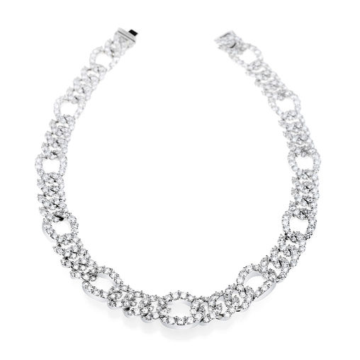 White gold “gourmette” necklace with diamonds Verdi Gioielli Opera
