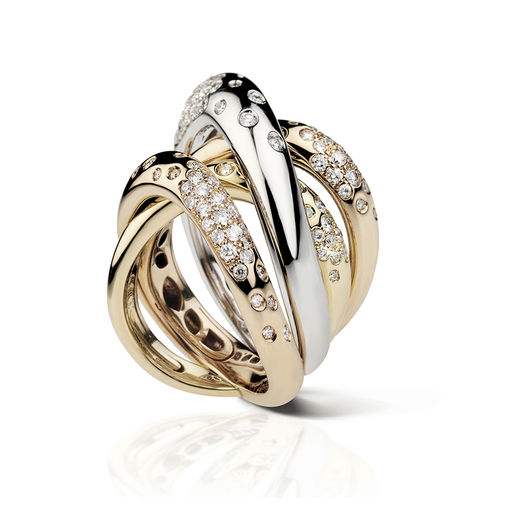 Three-color gold ring diamonds Verdi Gioielli Chillout