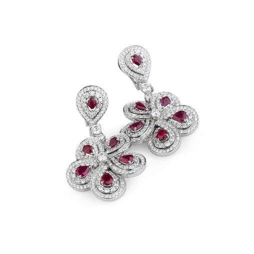 White gold earrings with diamonds and rubies Verdi Gioielli Soul