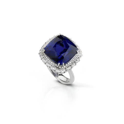 White gold ring with diamonds and tanzanite Verdi Gioielli Blues
