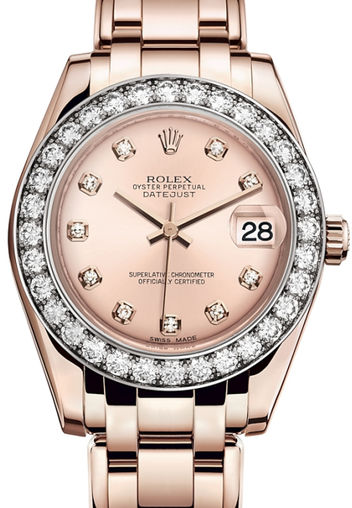 81285 Pink set with diamonds Rolex Pearlmaster